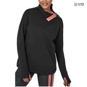 Sweaty Betty infield thermal pullover XS Black Sweatshirt peach accent.